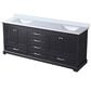 Lexora Home Dukes 80" Double Bathroom Vanity in Espresso with 2 cm White Quartz Top and Rectangular Sinks, , large