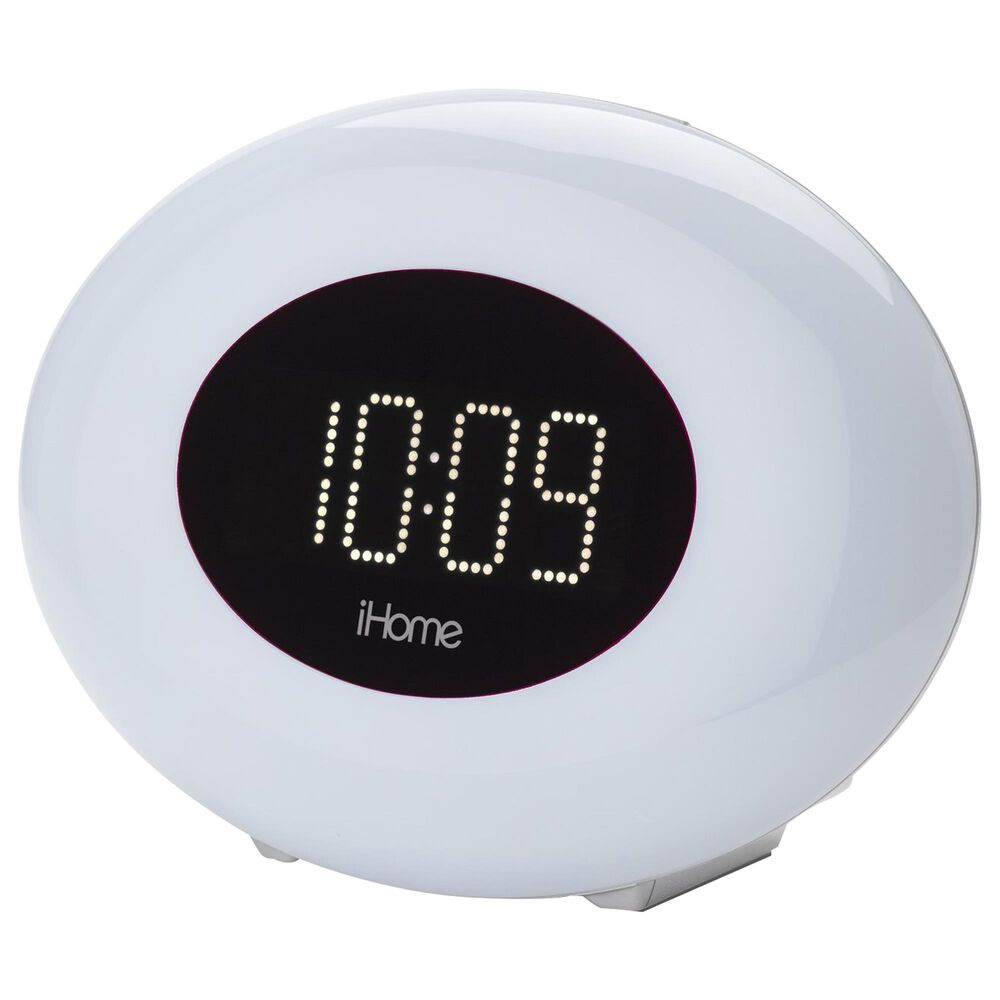 iHome Color Changing Alarm Clock with FM Radio and USB Charging in Silver, , large