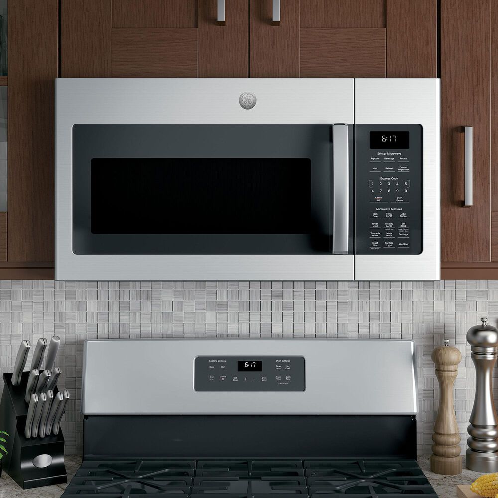 GE Appliances 2-Piece Kitchen Package with 30&quot; Free-Standing Gas Range and 1.7 Cu. Ft. Over-the-Range Microwave in Stainless Steel, , large