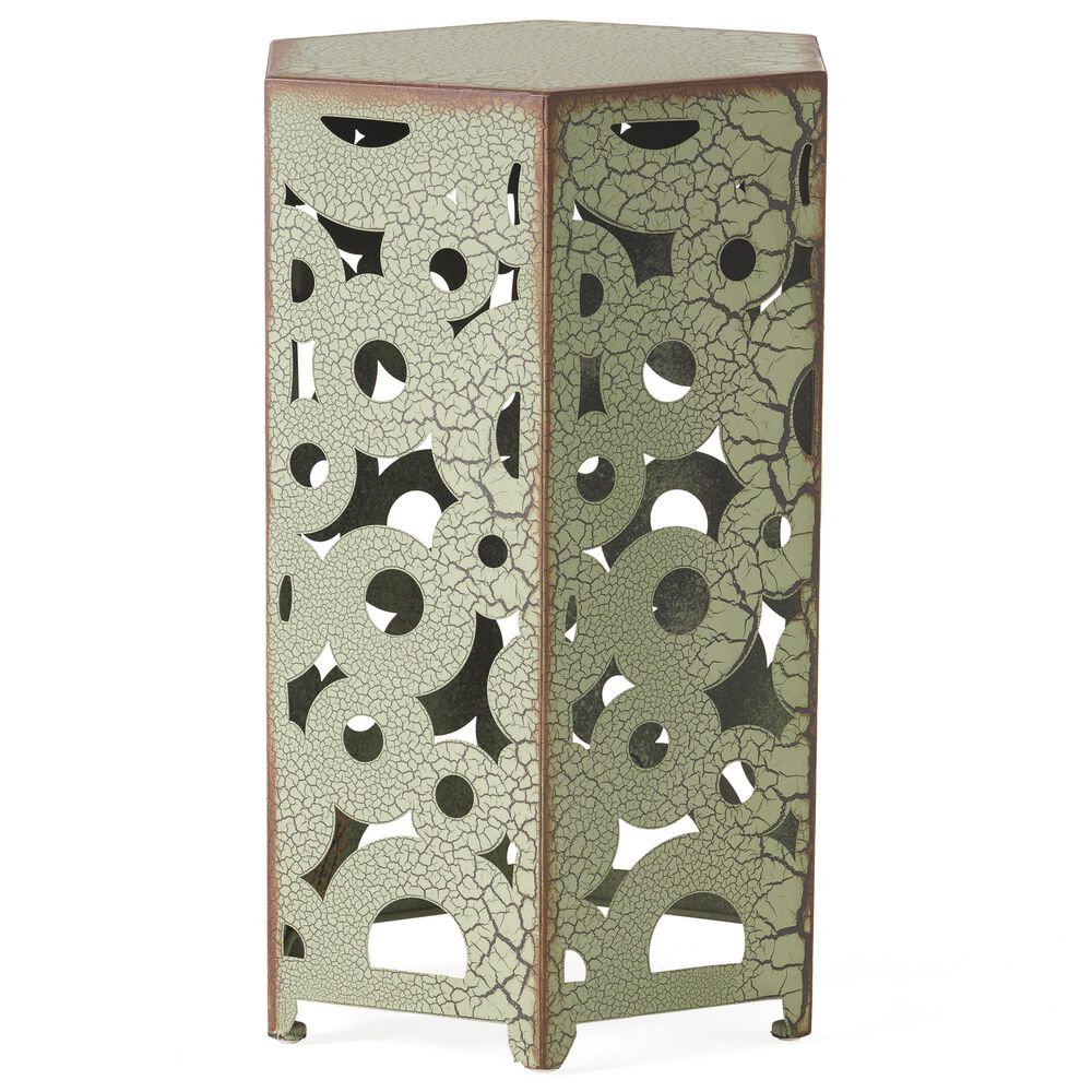 Hearth and Haven Selva 2-Piece Outdoor Hexagon Metal Side Table Set in Antique Green, , large