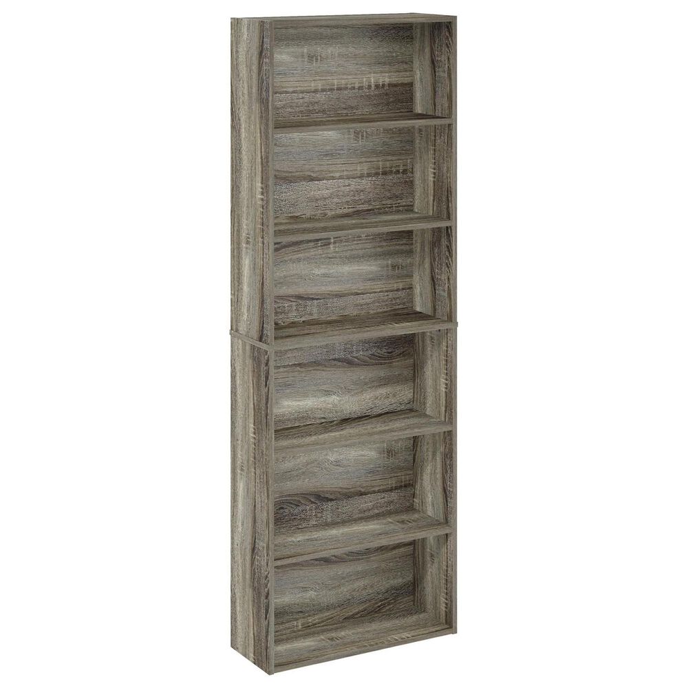 HOMLUX 6-Tier Free Standing Open Storage Bookcase in French Oak, , large
