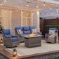 Sunwell Garden 4-Piece Firepit Set in Navy, , large