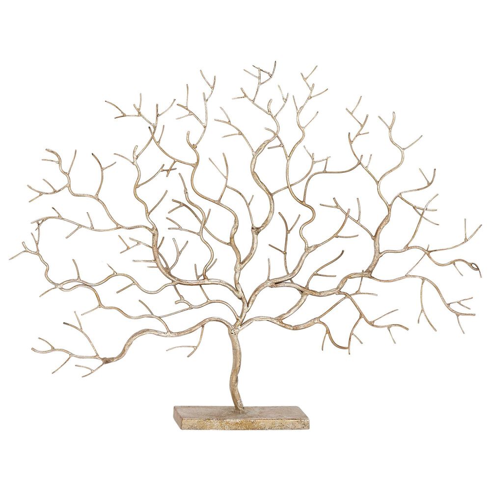 Maple and Jade 24" x 32" Winter Tree Sculpture in Silver and Gold, , large