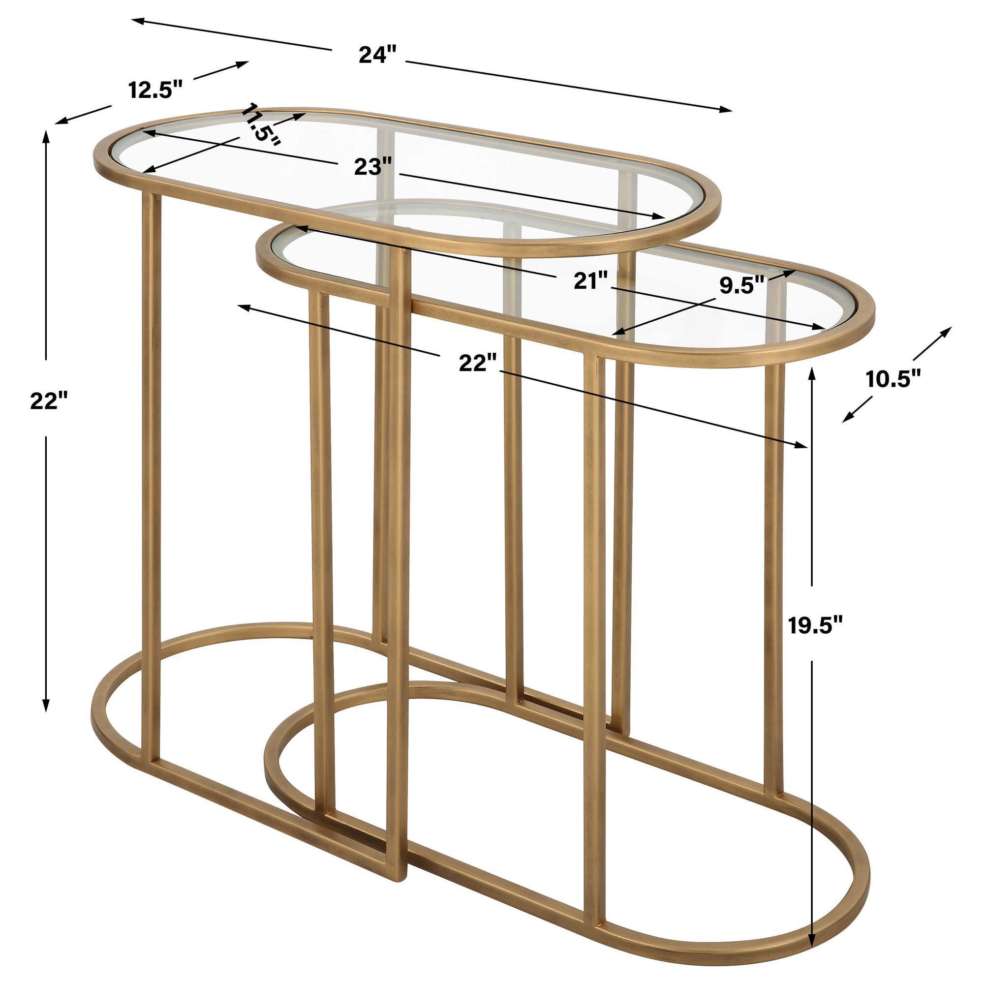 Uttermost 2-Piece Nesting Table Set in Brushed Brass