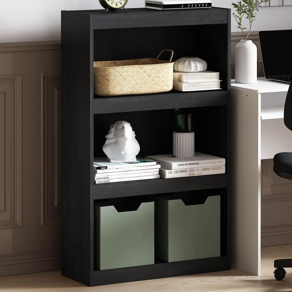 HOMLUX Enhanced Home 3-Tier Adjustable Shelf Bookcase in Blackwood, , large