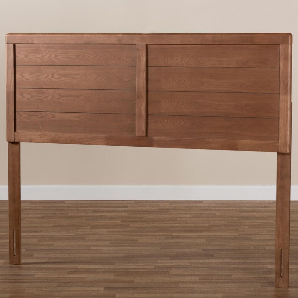 Baxton Studio Seren King Panel Headboard in Walnut Brown, , large