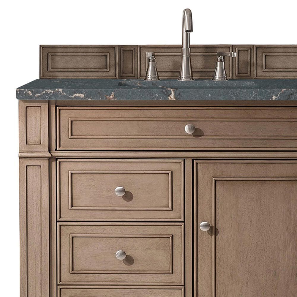 James Martin Vanities Bristol 36" Single Bathroom Vanity in Whitewashed Walnut with 3 cm Parisien Bleu Quartz Top and Rectangular Sink, , large