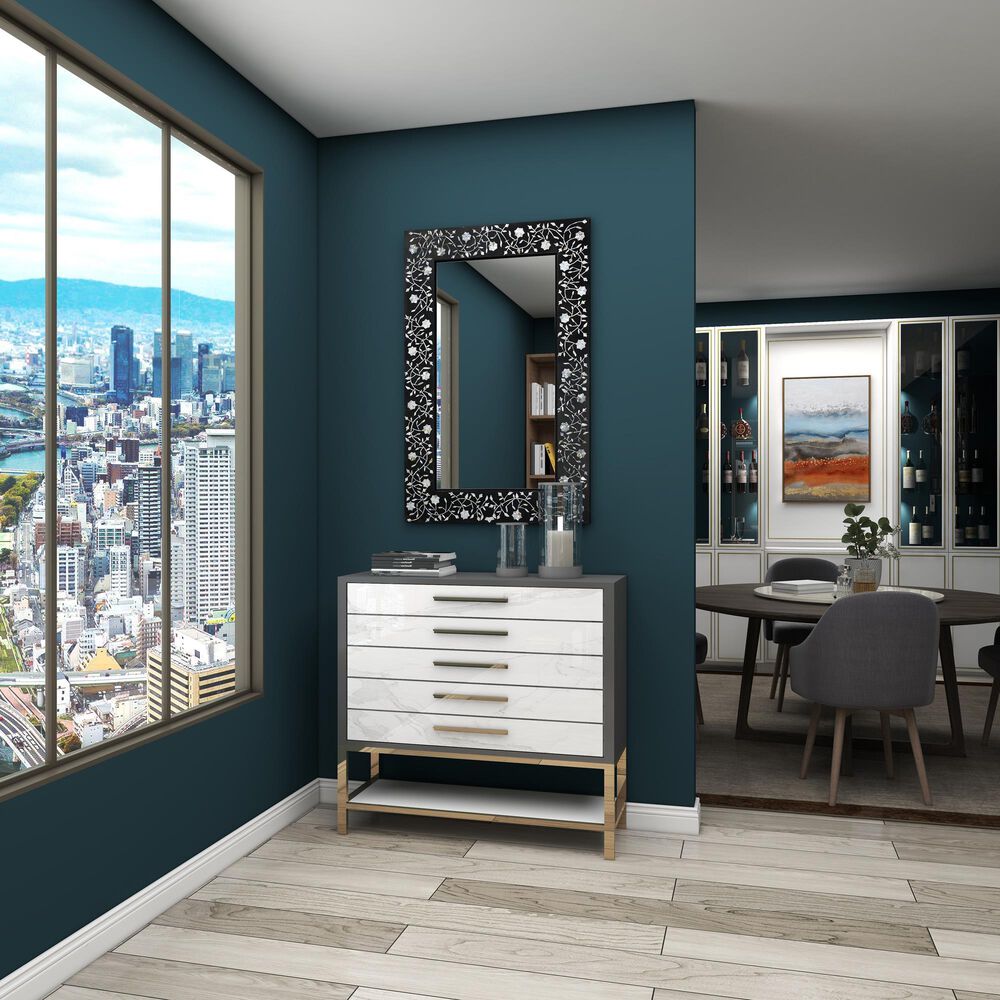 Maple and Jade 30&quot; x 47&quot; Wall Mirror in Black and White, , large