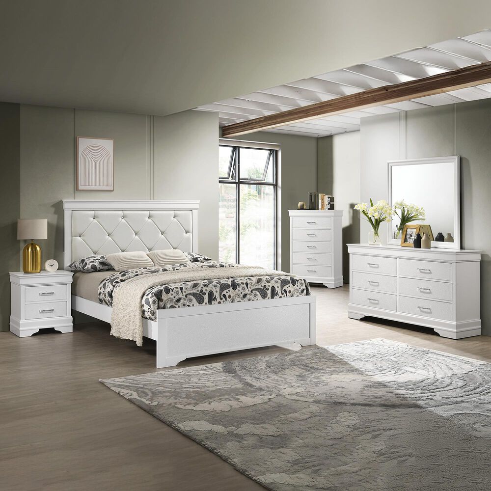 Crown Mark Amalia 3-Piece Queen Bedroom Set in White, , large