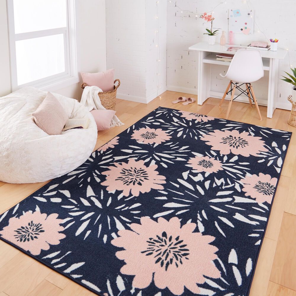 Karastan Prismatic 5&#39; x 8&#39; Navy and Pink Kids Area Rug, , large