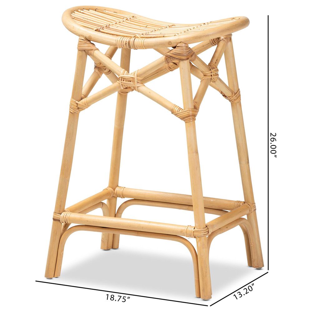 Baxton Studio Elgon Counter Stool in Natural Brown, , large