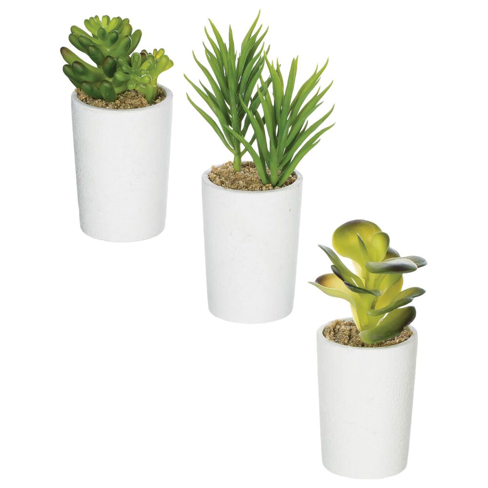 Sullivan Mini Succulents Potted with White Pot in Green (Set of 3), , large