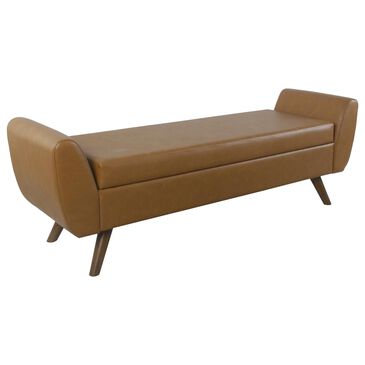Kinfine Storage Bench with Walnut Leg in Camel, , large
