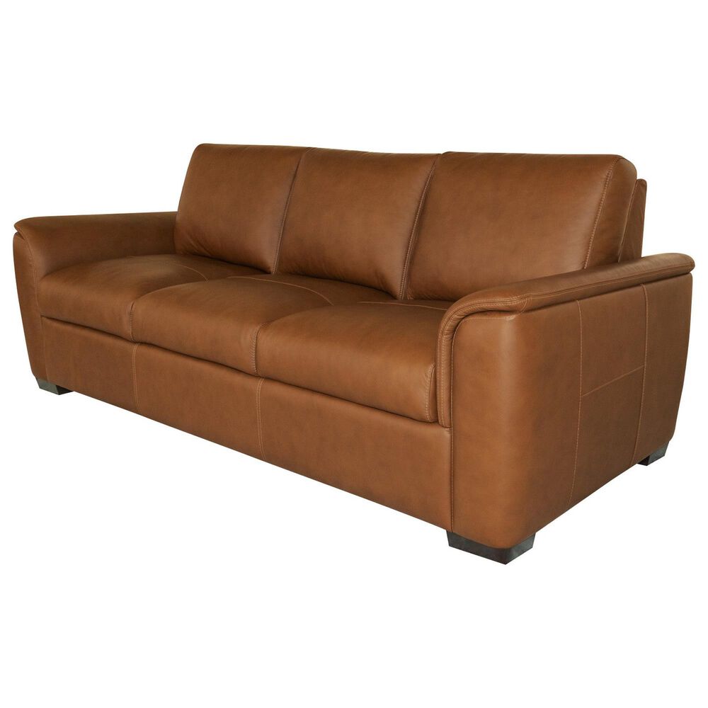 Flexsteel Henry Stationary Leather Sofa and Loveseat Set in Caramel, , large