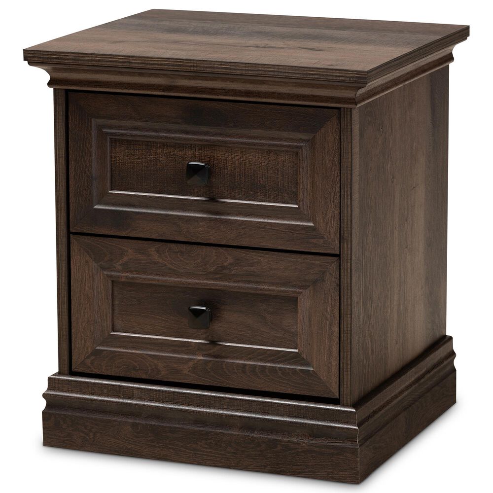 Baxton Studio Nolan 2-Drawer Nightstand in Brown/Black, , large
