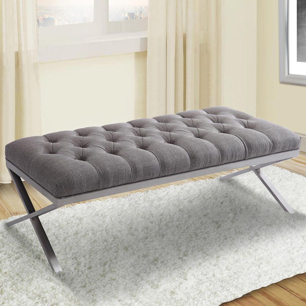 Blue River Milo Bench in Gray/Stainless Steel, , large