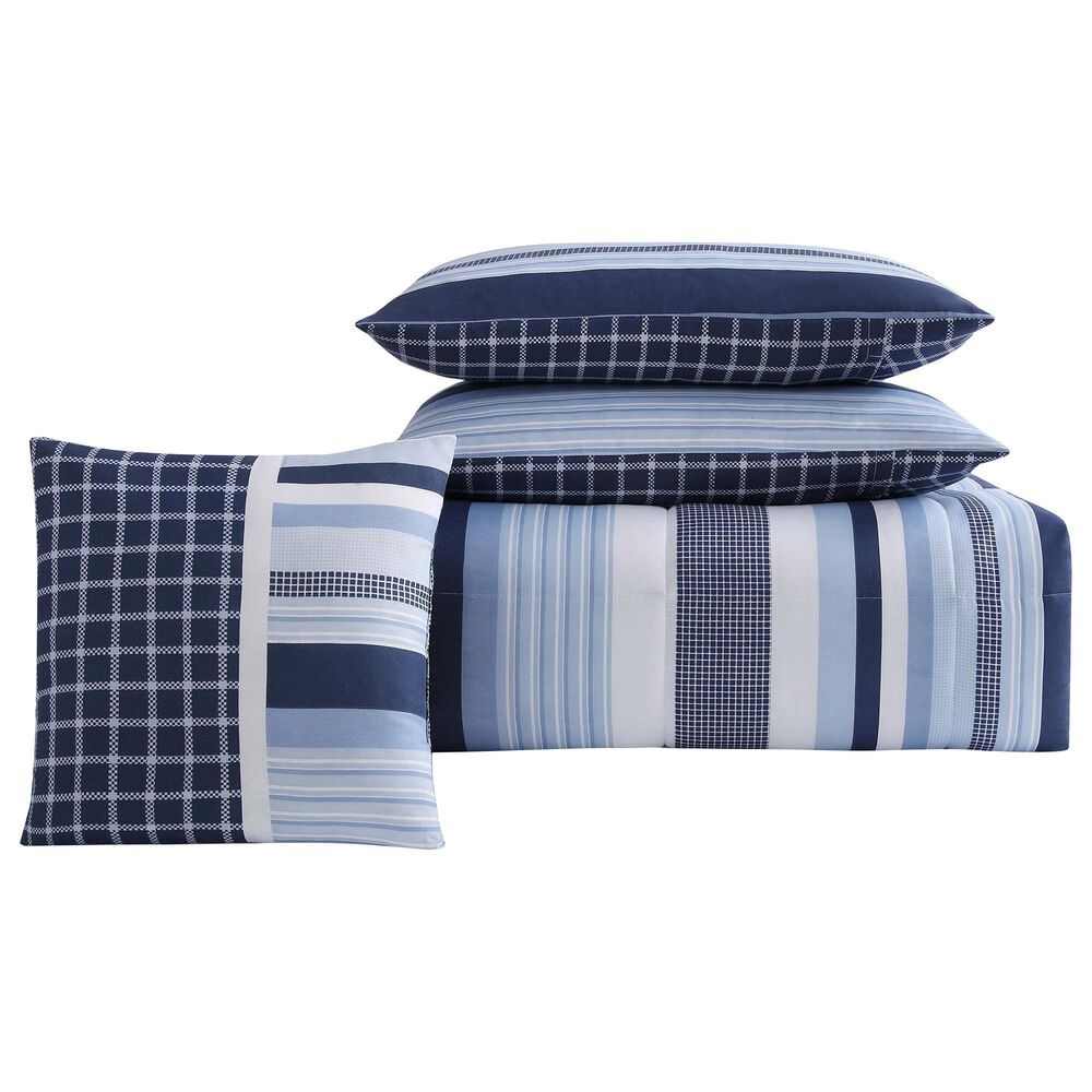 Pem America Mason Stripe 4-Piece Full Comforter Set in Blue, , large