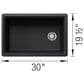 Blanco Inteos 30" Undermount Single Bowl Kitchen Sink in Coal Black, , large