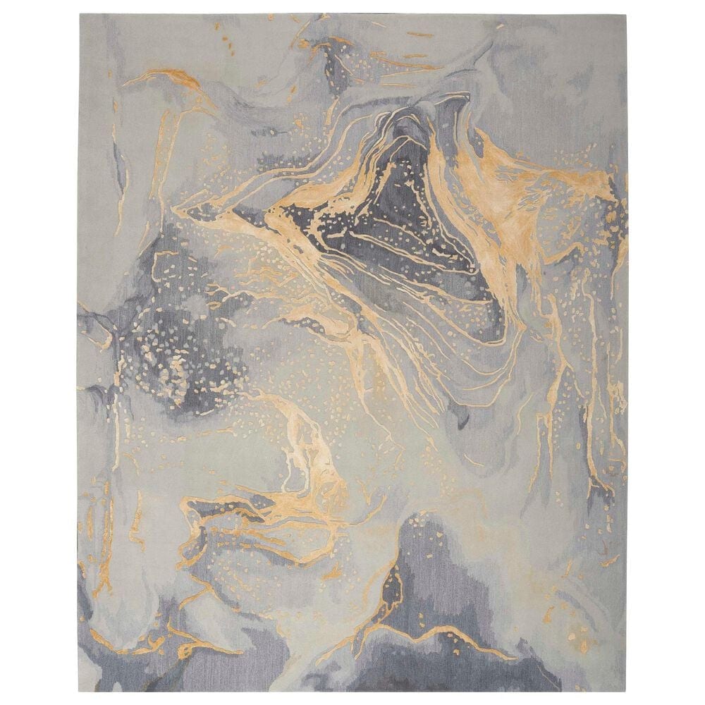 Nourison Prismatic PRS28 9"9" x 13"9" Grey and Gold Area Rug, , large