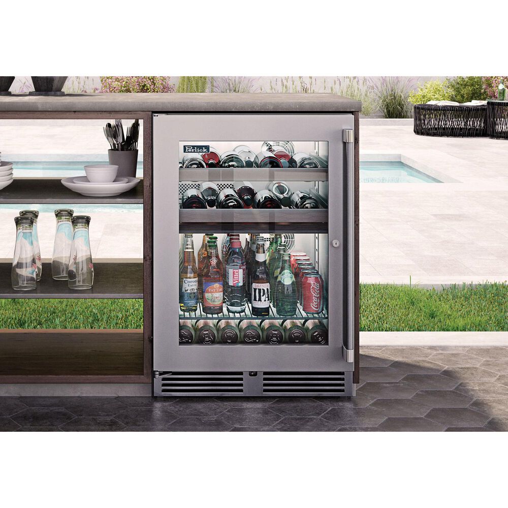 Perlick Signature 5.2 Cu. Ft. Outdoors Beverage Center with Left Hinge Glass Door in Stainless Steel, , large