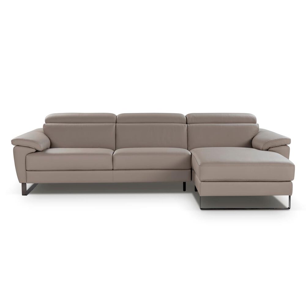 Nicoletti Calia Sofas Allegro 2-Piece Leather Right Facing Sectional with Chaise in Brown, , large