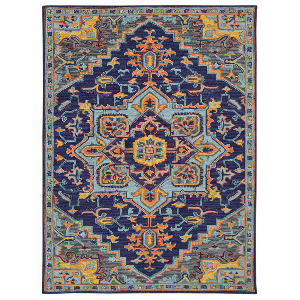 Amer Rugs Boho 8" x 11" Blue and Orange Area Rug, , large