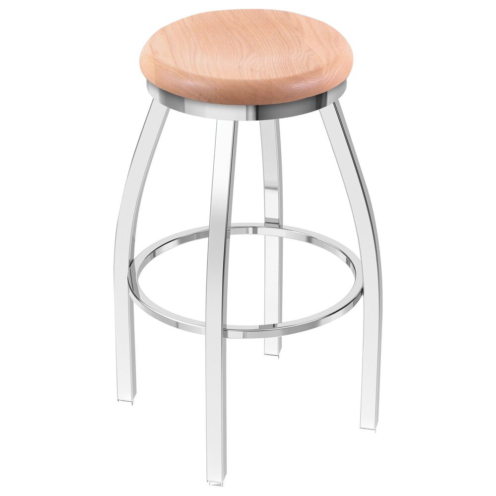 Holland Bar Stool 802 Misha 25" Swivel Counter Stool with Chrome and Natural Oak Seat, , large