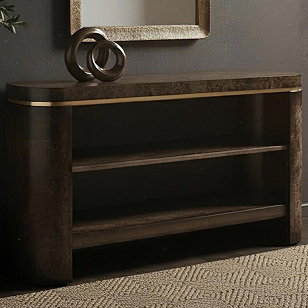 Bassett Mirror Company Langford Console Table in Rich Ebonized and Gold, , large