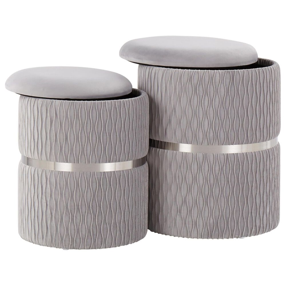 Lumisource Cinch 2-Piece Nesting Ottoman Set in Silver, , large