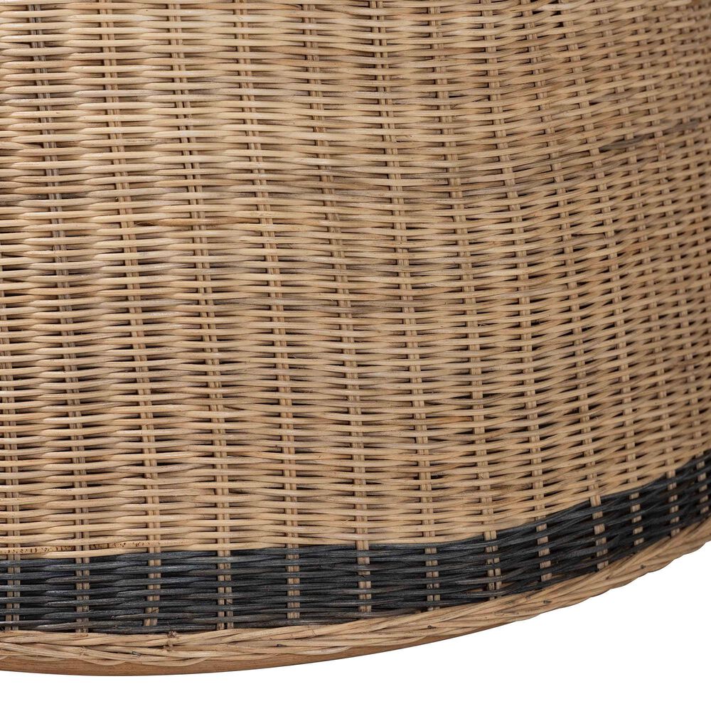 Baxton Studio Emiliana Stationary Loveseat with Natural Brown and Black Rattan in Neutral, , large