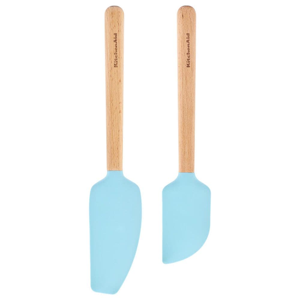 KitchenAid 2-Piece Beechwood Spatula Set in Aqua, , large