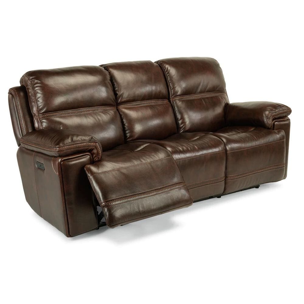 Flexsteel Fenwick Leather Power Reclining Sofa in Dark Brown, , large