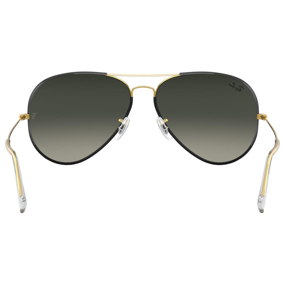 Ray-Ban Aviator Full Colour  Sunglasses with Grey Lenses in Polished Black on Gold, , large