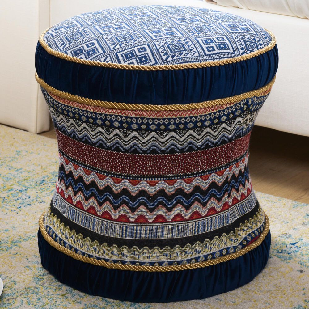 Jennifer Taylor Home Leona Ottoman in Blue Multicolored, , large