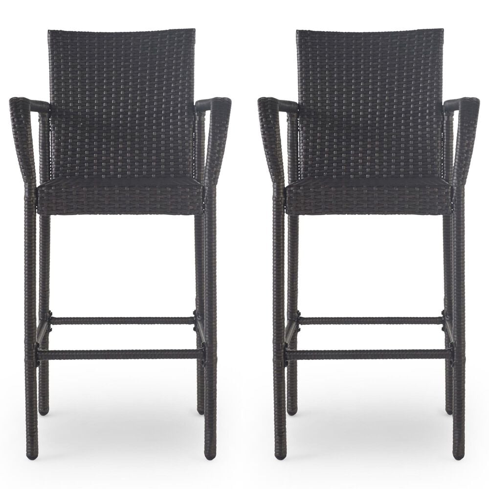 Hearth and Haven Littleton Outdoor Bar Stool in Grey &#40;Set of 2&#41;, , large