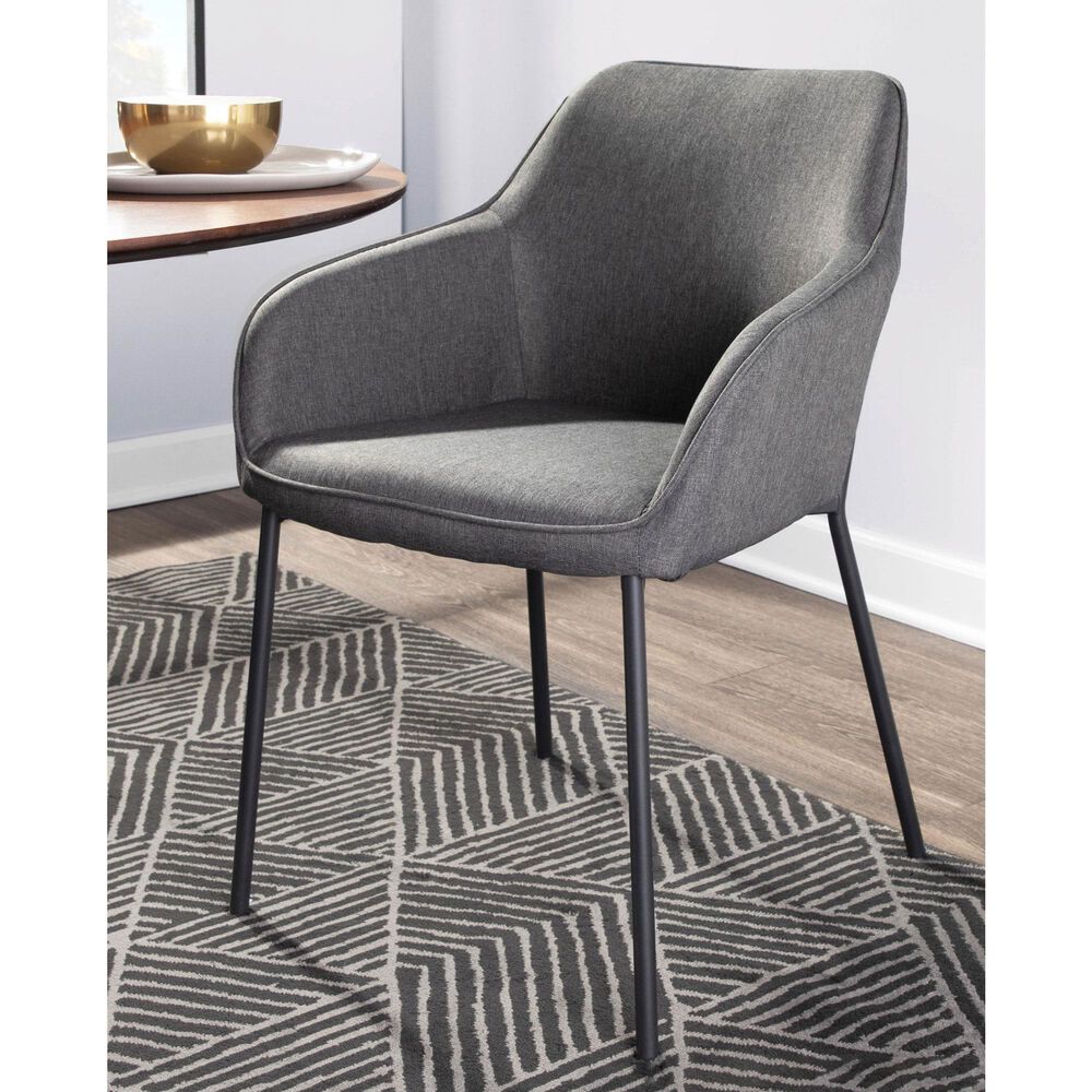 LumiSource Daniella Arm Chair with Charcoal Cushion in Black (Set of 2), , large