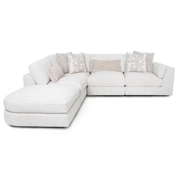 Moore Furniture Bombay 5-Piece Stationary Sectional with Ottoman in Fluffy Riverrock, , large