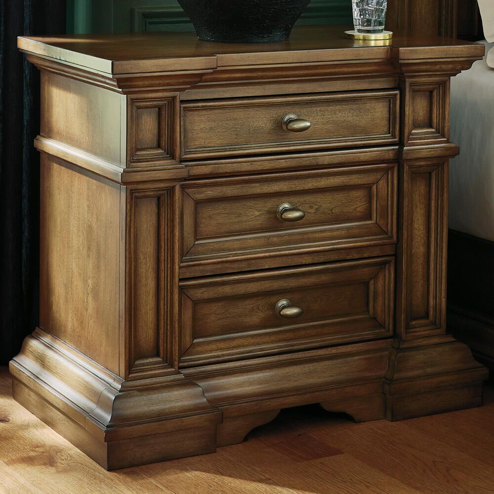 Millenium Frantanna 3 Drawer Nightstand in Brown with Outlet and USB Port, , large