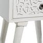 Maple and Jade Intricately Carved Single Drawer Scroll Accent End Table in Distressed White, , large