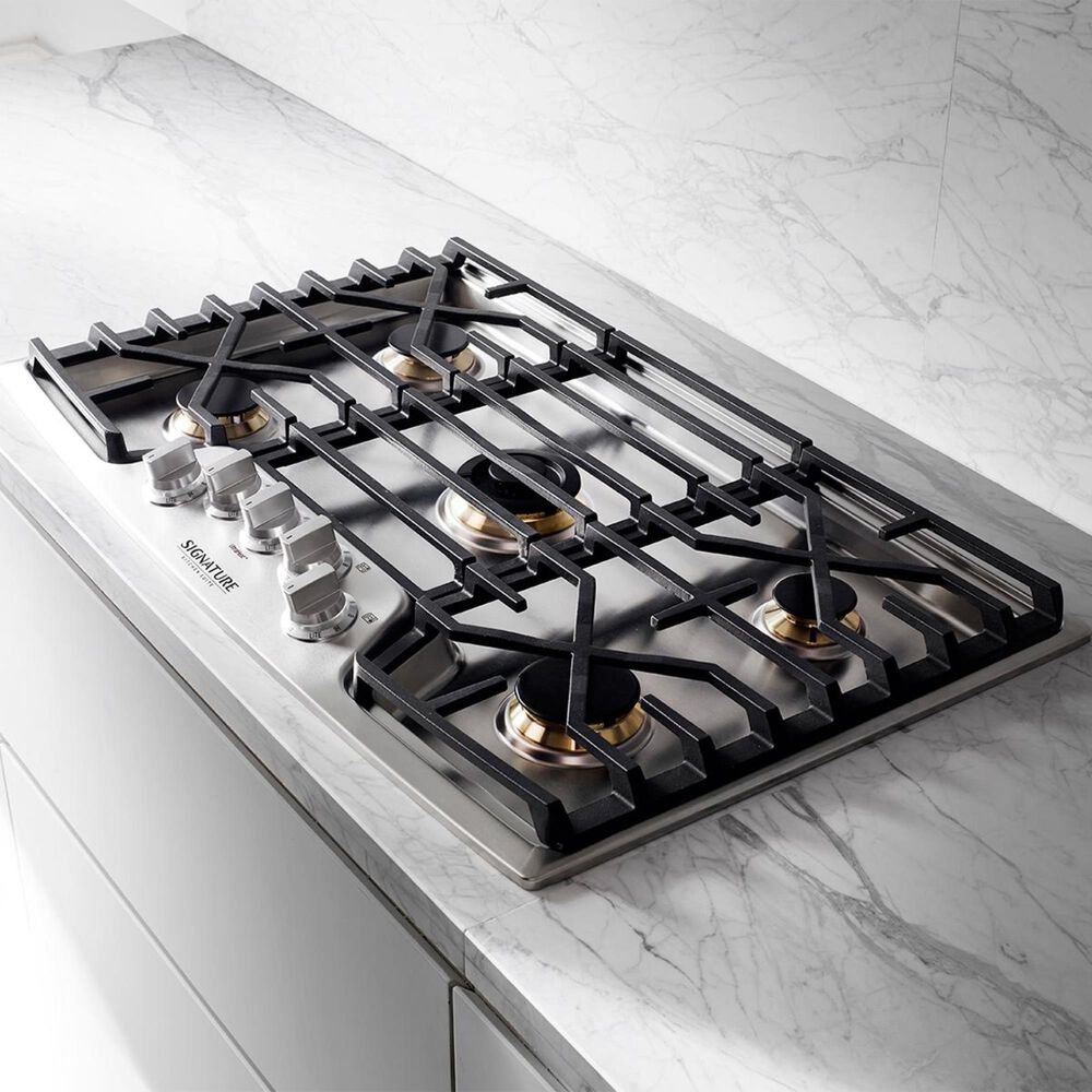 Signature Kitchen Suite 30" Gas Cooktop with Red LED Knob in Stainless