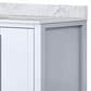 Lexora Home Jacques 30" Single Bathroom Vanity in White with 2 cm White Carrara Marble Top and Rectangular Sink, , large