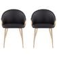 LumiSource Claire Arm Chair with Black Faux Leather Cushion in Gold (Set of 2), , large