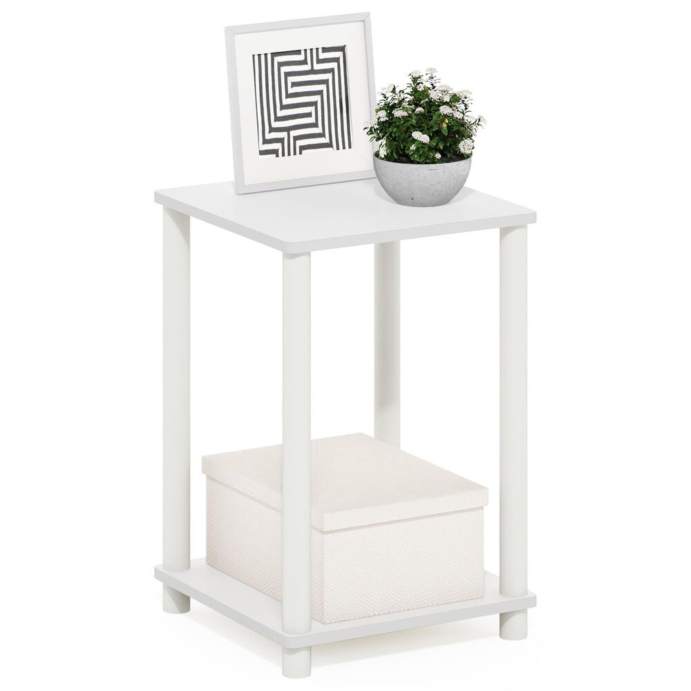 HOMLUX 2-Tier Turn-N-Tube End Table in White, , large