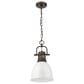 Golden Lighting Duncan 1-Light Small Pendant with Chain and White Shade in Rubbed Bronze, , large