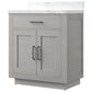 Lexora Home Abbey 30" Single Bathroom Vanity in White Oak with 2 cm White Carrara Marble Top and Rectangular Sink, , large
