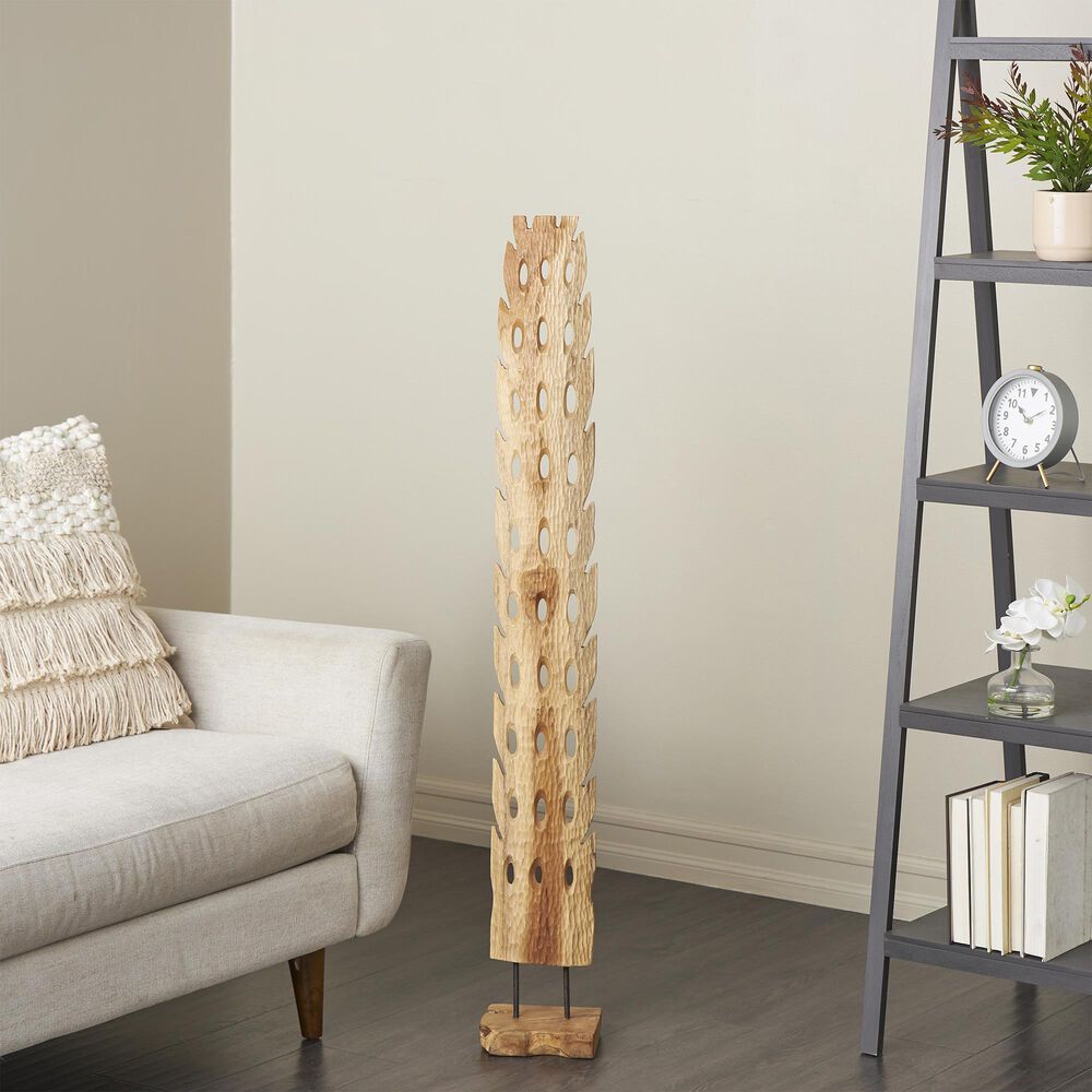 Maple and Jade 49&quot; Handmade Tall Floor Cutout Post Decorative Sculpture in Light Brown and Black, , large