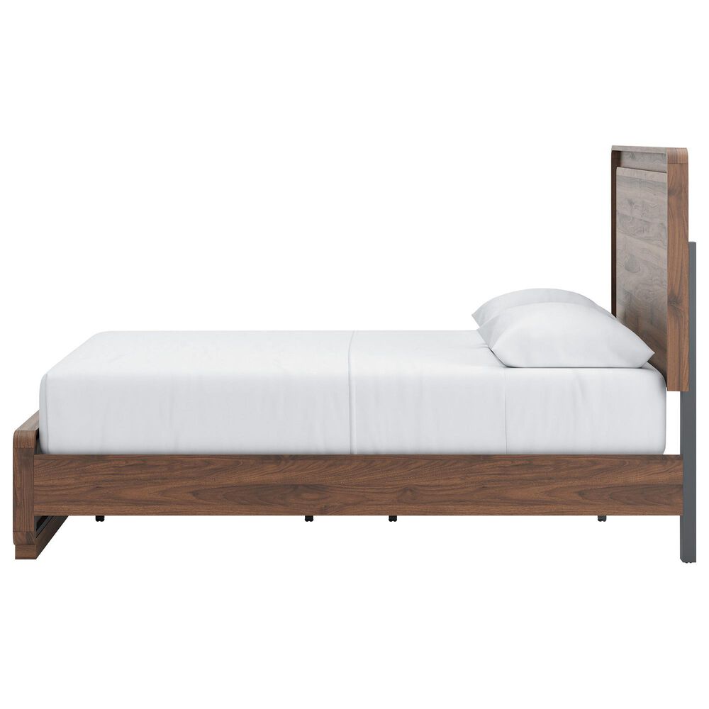 Ashley Fortlorn Queen Platform Bed in Walnut Brown with LED Light, , large