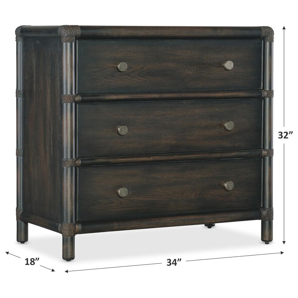 Hooker Furniture Retreat 3-Drawer Nightstand in Black Sand, , large