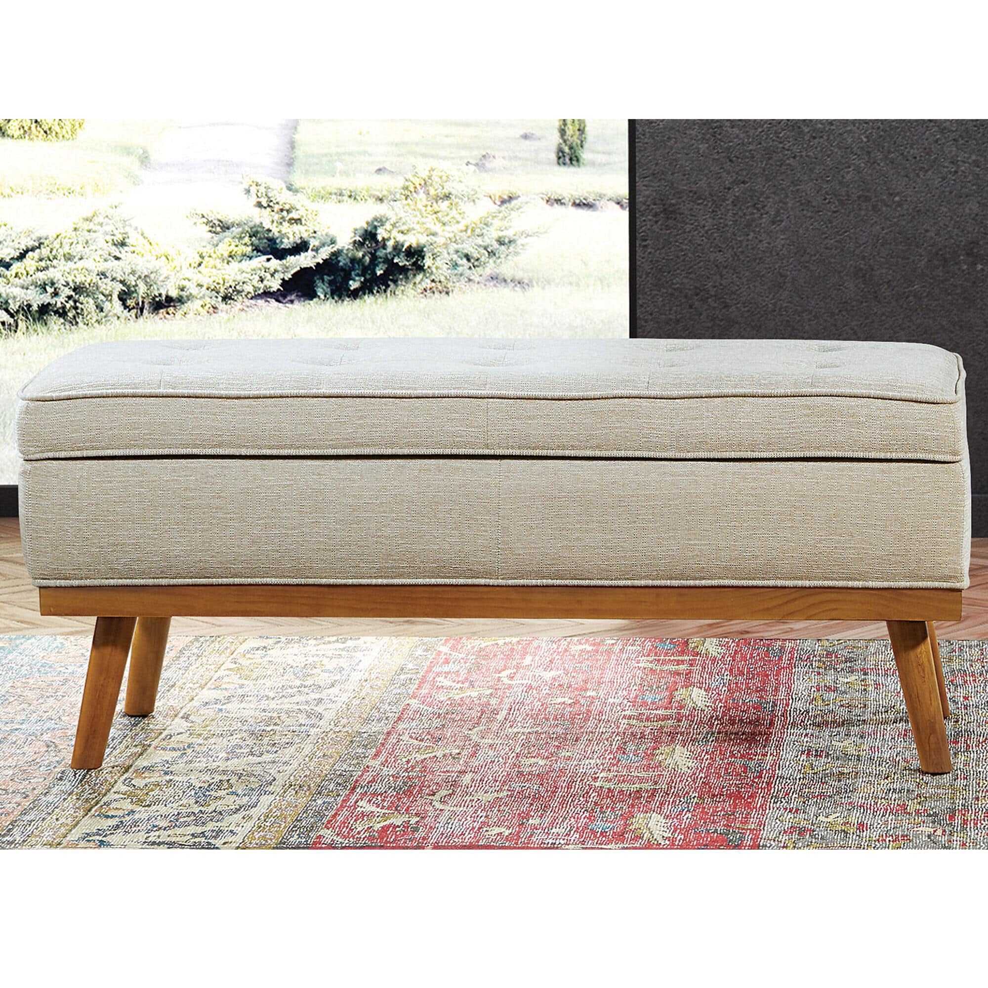 OSP Home Katheryn Storage Bench in Linen NFM