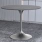 Leisuremod Verve 36" Round Dining Table with Sintered Stone Top in Brushed Chrome and Grey - Table Only, , large